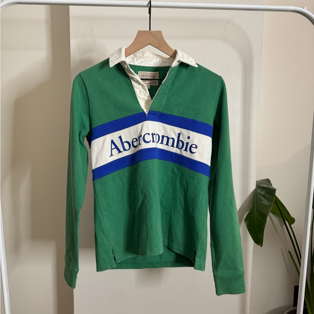 Abercrombie & Fitch Vintage Green Long Sleeve Polo